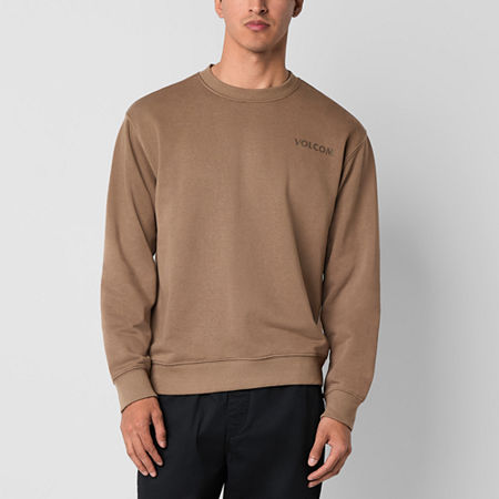 VOLCOM Mens Crew Neck Long Sleeve Sweatshirt, Medium, Brown