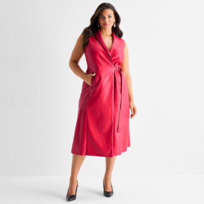 Ashley Graham Faux Leather Wrap Dress