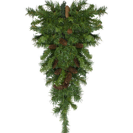 42'' Pine Artificial Christmas Teardrop Swag With Pine Cones - Unlit, One Size, Green