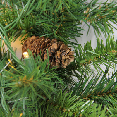 Nearly Natural 6' Christmas Pine Artificial Garland with 50 Warm White LED Lights and Pine Cones