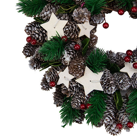 Pine Cone And Berries With Stars Artificial Christmas Wreath 10-Inch Unlit, One Size, Green