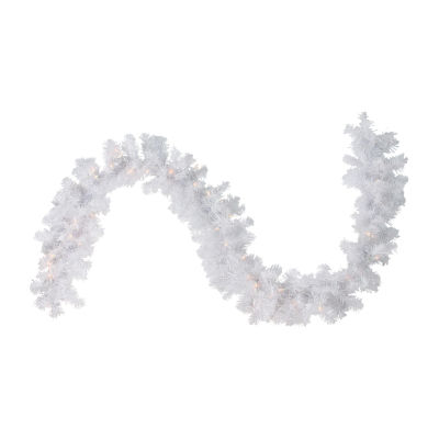 9' x 12'' Pre-Lit White Crystal Spruce Artificial Christmas Garland - Clear Dura Lights