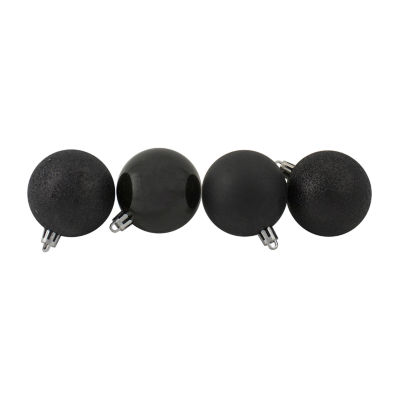 24ct Jet Black Shatterproof 4-Finish Christmas Ball Ornaments 2.5'' (60mm)