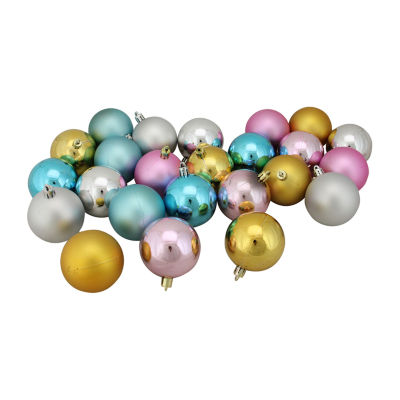 24ct Gold and Silver Shatterproof 2-Finish Christmas Ball Ornaments 2.5'' (60mm)