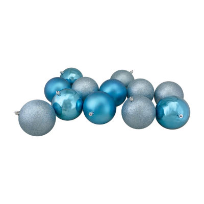 24ct Turquoise Blue Shatterproof 4-Finish Christmas Ball Ornaments 2.5'' (60mm)