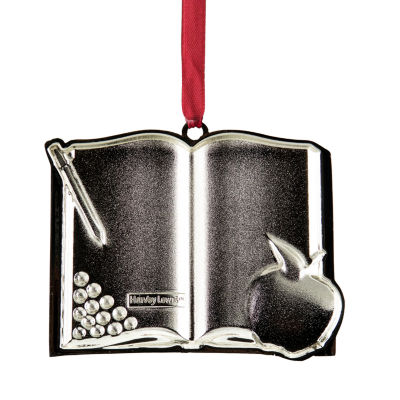 3.25'' Red and Silver-Plated Teacher Christmas Ornament with European Crystals