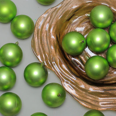 32ct Matte Kiwi Green Shatterproof Christmas Ball Ornaments 3.25'' (80mm)