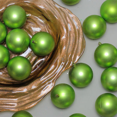 32ct Matte Kiwi Green Shatterproof Christmas Ball Ornaments 3.25'' (80mm)