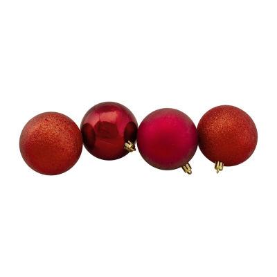 32ct Red Shatterproof 4-Finish Christmas Ball Ornaments 3.25'' (80mm)