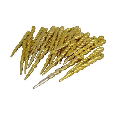 36ct Gold Shiny Shatterproof Christmas Icicle Ornaments 5"