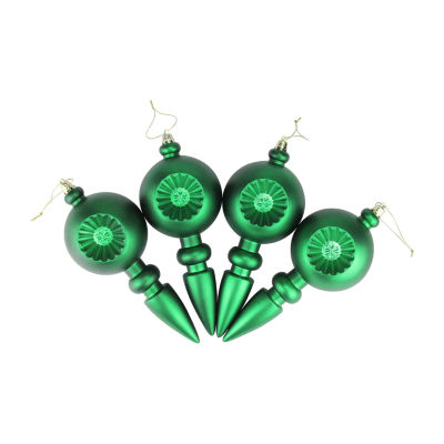 4ct Retro Reflector Shatterproof Matte Christmas Finial Ornaments 7.5