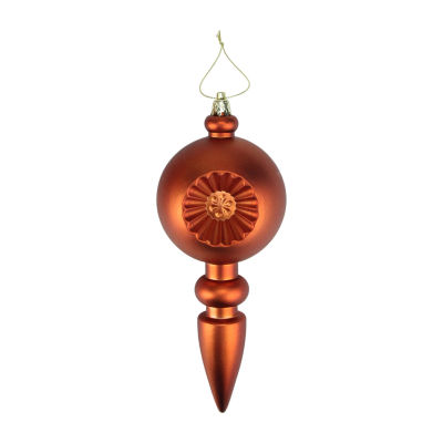 4ct Orange Retro Reflector Shatterproof Matte Christmas Finial Ornaments 7.5"
