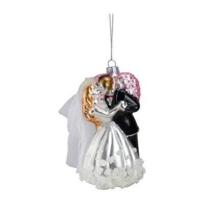 5.25'' Bride and Groom Kissing Glass Wedding Christmas Ornament