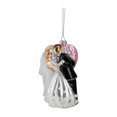 5.25'' Bride and Groom Kissing Glass Wedding Christmas Ornament