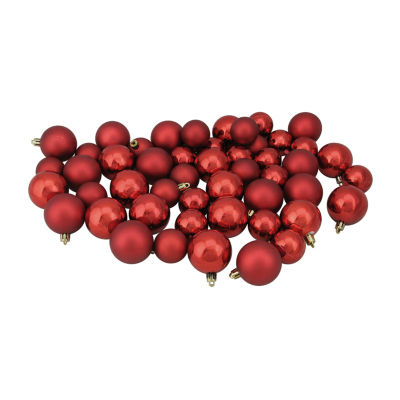 50ct Red Shatterproof 2-Finish Christmas Ball Ornaments 2'' (50mm)
