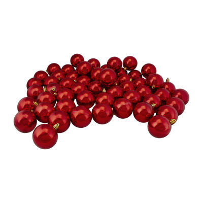 60ct Red Hot Shatterproof Shiny Christmas Ball Ornaments 2.5 inches 60mm, Color Red JCPenney