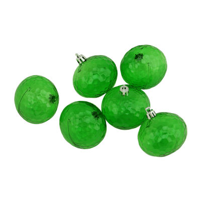 6ct Green Shatterproof Transparent Hammered Christmas Disco Ball Ornaments 2.5'' (60mm)