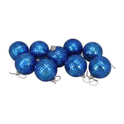 9ct Peacock Blue Mirrored Disco Christmas Ball Ornaments 2.5'' (60mm)