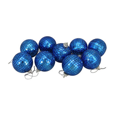 9ct Peacock Blue Mirrored Disco Christmas Ball Ornaments 2.5'' (60mm)