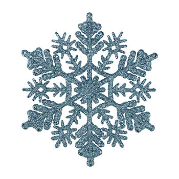 Snowflake With Blue Glitter 5 Inch Plastic Ornament