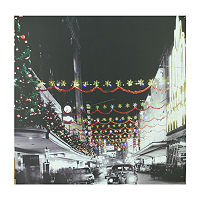 LED Lighted Christmas on Main Street in Pittsburgh Canvas Wall Art 19.75