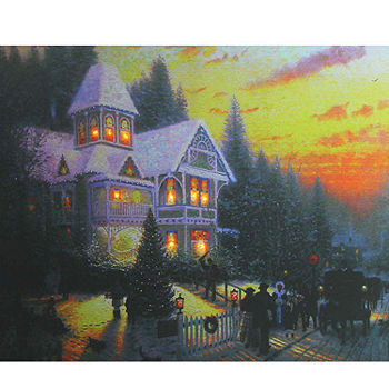Northlight LED Lighted Victorian Christmas at Sunset Canvas Wall Art 15.75 x 19.5