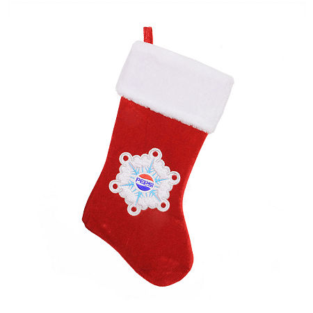 19.25'' Red And White Pepsi Snowflake Embroidered Christmas Stocking, One Size, Red