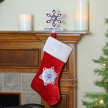 19.25'' Red And White Pepsi Snowflake Embroidered Christmas Stocking, One Size, Red