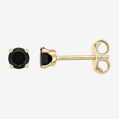 Genuine Black Onyx 14K Gold 4mm Round Stud Earrings