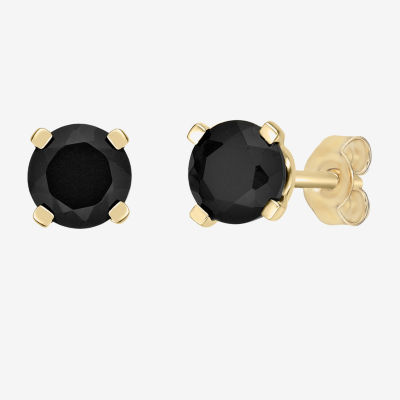 Genuine Black Onyx 14K Gold 4mm Round Stud Earrings