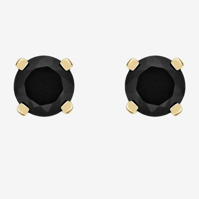 Genuine Black Onyx 14K Gold 4mm Round Stud Earrings