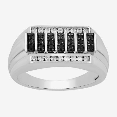 Mens 1/ CT. T.W. Natural Diamond Sterling Silver Fashion Ring