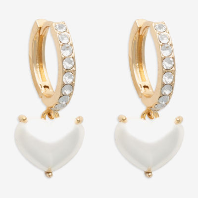 Mixit Gold Tone Simulated Pearl Heart Drop Earrings