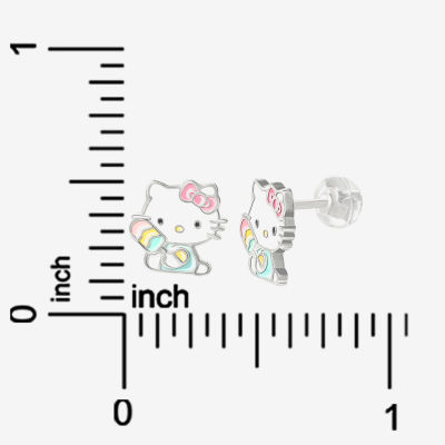 Sterling Silver 9.5mm Hello Kitty Stud Earrings