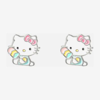 Sterling Silver 9.5mm Hello Kitty Stud Earrings