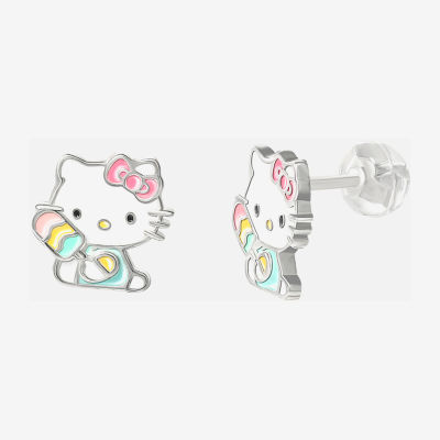 Sterling Silver 9.5mm Hello Kitty Stud Earrings