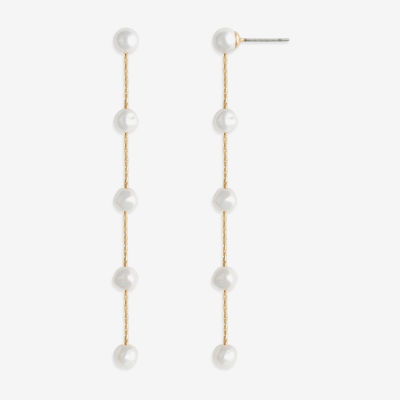 Mixit Gold Tone Simulated Pearl Round Drop Earrings