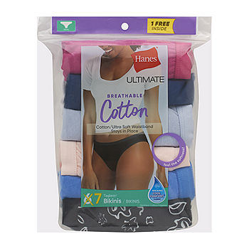 Hanes Women's Breathable Cotton Bikini Underwear, Black, 10-Pack 9