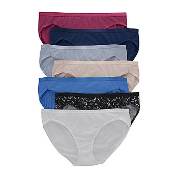 Hanes 7 Pack Average + Full Figure Cooling Multi-Pack Bikini Panty 42h7cc,  Color: Floral Black Pack - JCPenney