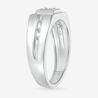 Mens 3MM 1/4 CT. T.W. Natural White Diamond 14K White Gold Wedding Band
