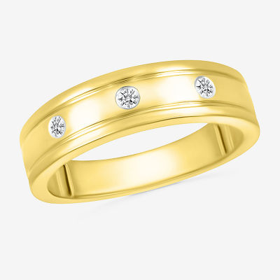 Mens 4MM 1/10 CT. T.W. Natural White Diamond 10K Gold Wedding Band
