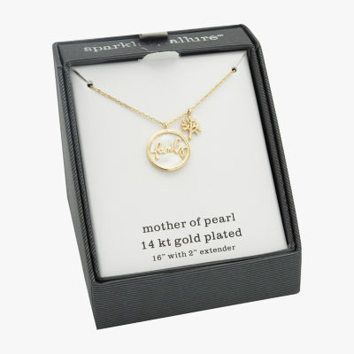 Sparkle Allure Family Tree Mother Of Pearl Cultured Freshwater Pearl 14K Gold Over Brass 16 Inch Link Oval Pendant Necklace