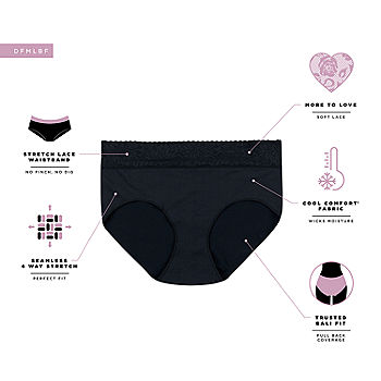 Bali Women's Comfort Revolution Modern Seamless Brief Underwear, 4-Way  Stretch Panties, Black at  Women's Clothing store