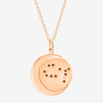 Womens Lab Created White Crystal 14K Rose Gold Over Silver 14K Rose Gold Circle Pendant Necklace