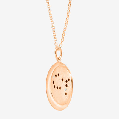 Womens Lab Created White Crystal 14K Rose Gold Over Silver 14K Rose Gold Circle Pendant Necklace