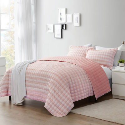 Sweet Home Collection Checkered Plaid 3-pc. Embroidered Wrinkle Resistant Hypoallergenic Quilt Set