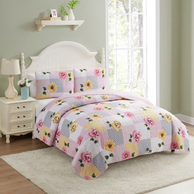 Sweet Home Collection Floral Patchwork 3-pc. Wrinkle Resistant Hypoallergenic Quilt Set