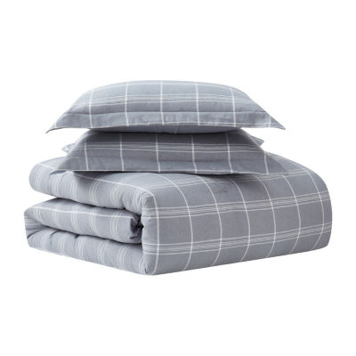 Sweet Home Collection Chambray Weave Plaid Midweight Down Alternative Comforter Set