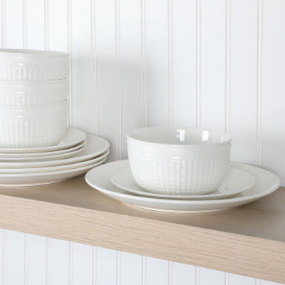 Martha Stewart Basketweave 12-pc. Ceramic Dinnerware Set