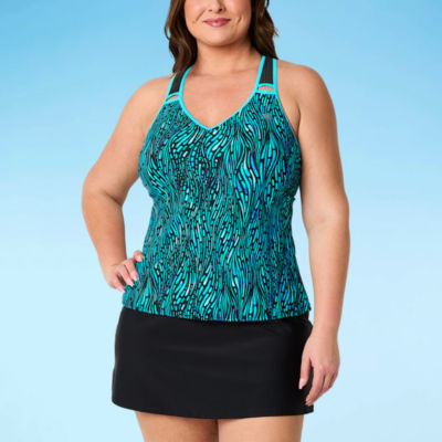  ZeroXposur Womens Plus Size Tankini Top - Racerback